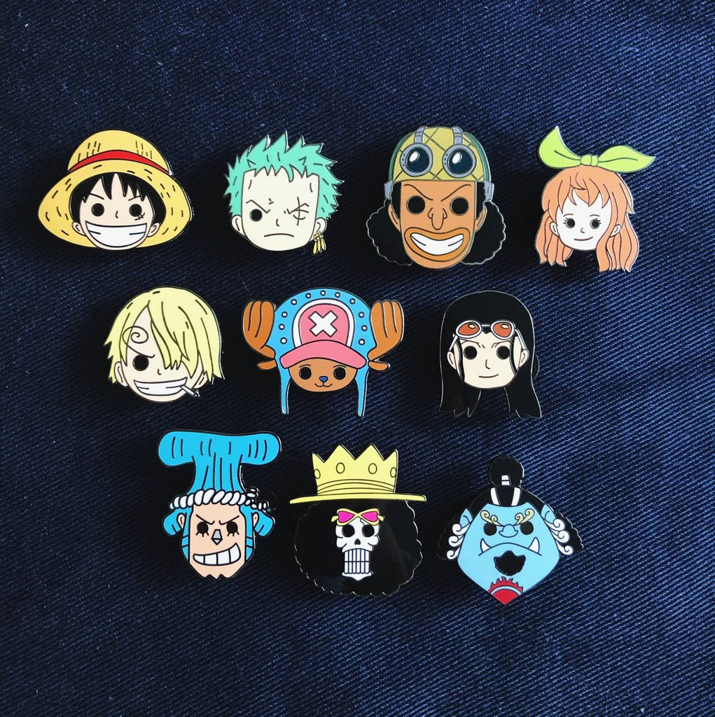 One Piece Straw Hat Crew Set of 10 Hard Enamel Pins - FREE